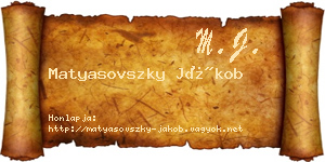 Matyasovszky Jákob névjegykártya